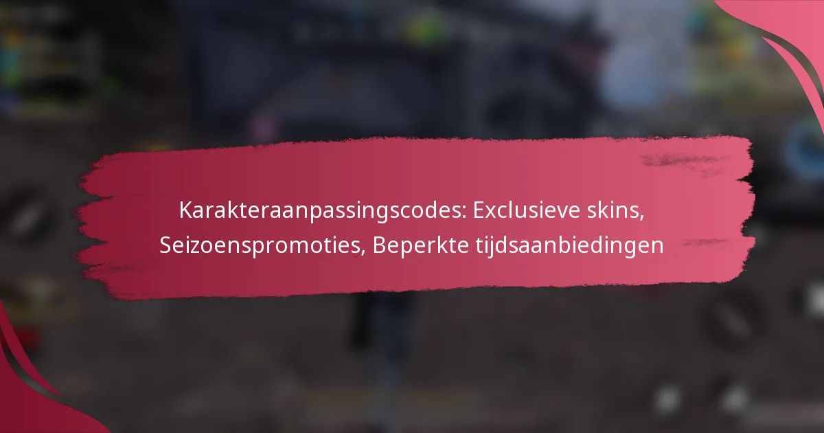 Karakteraanpassingscodes: Exclusieve skins, Seizoenspromoties, Beperkte tijdsaanbiedingen