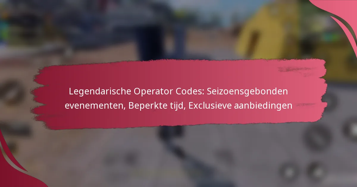 Legendarische Operator Codes: Seizoensgebonden evenementen, Beperkte tijd, Exclusieve aanbiedingen
