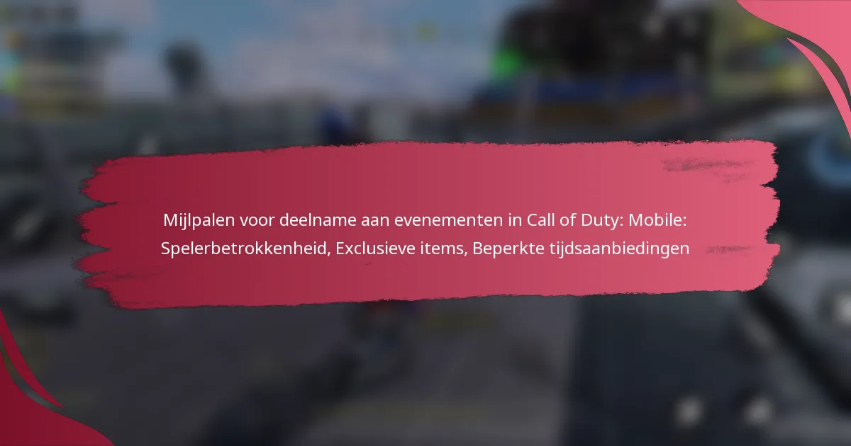 Mijlpalen voor deelname aan evenementen in Call of Duty: Mobile: Spelerbetrokkenheid, Exclusieve items, Beperkte tijdsaanbiedingen