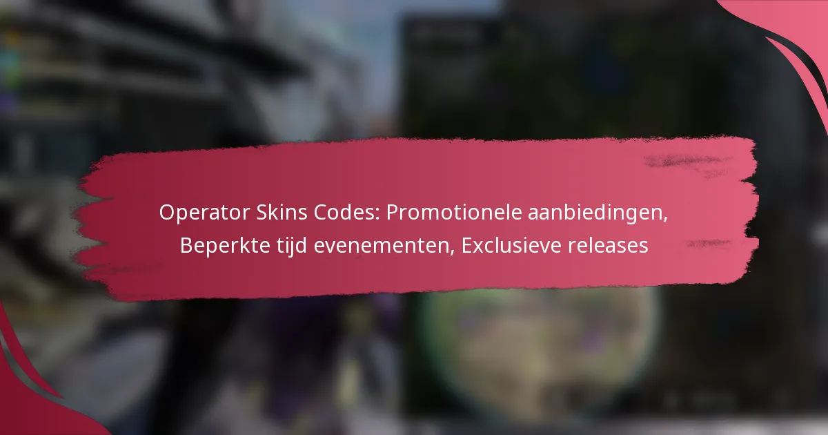 Operator Skins Codes: Promotionele aanbiedingen, Beperkte tijd evenementen, Exclusieve releases
