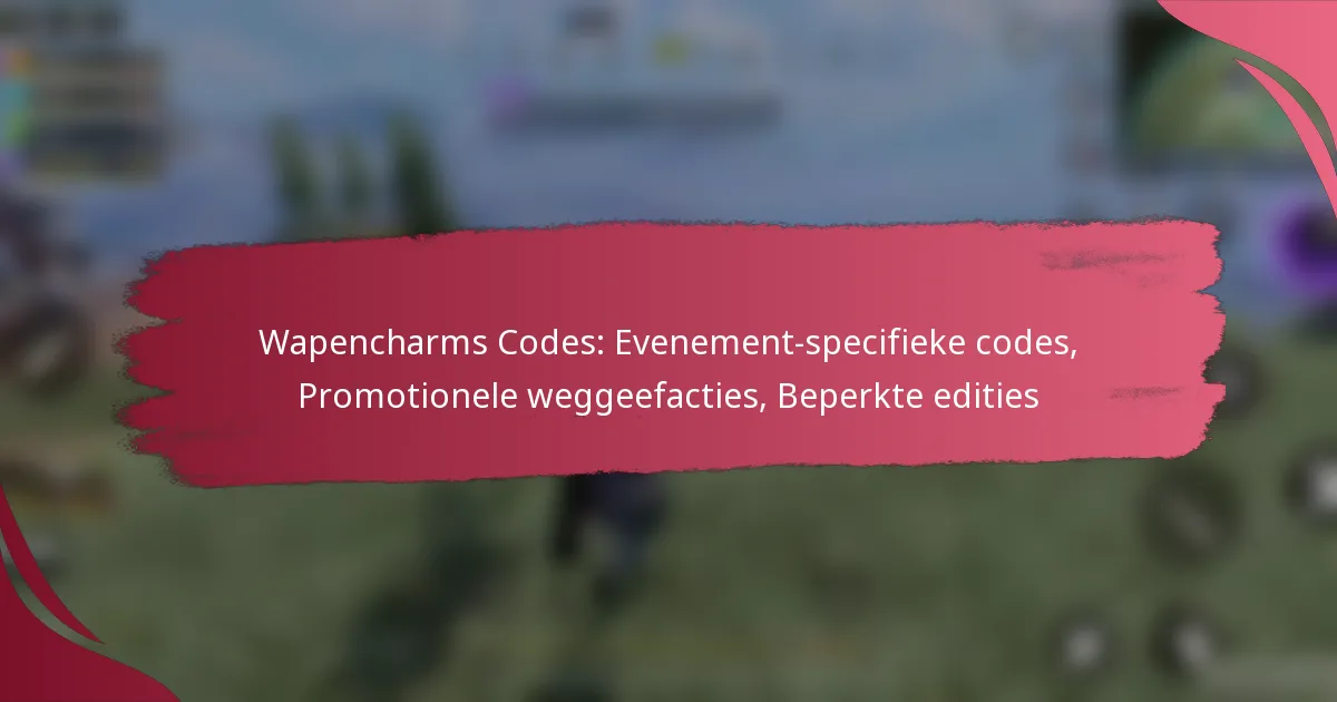 Wapencharms Codes: Evenement-specifieke codes, Promotionele weggeefacties, Beperkte edities